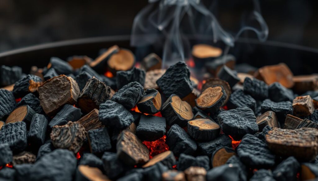 charcoal and hardwood fuel